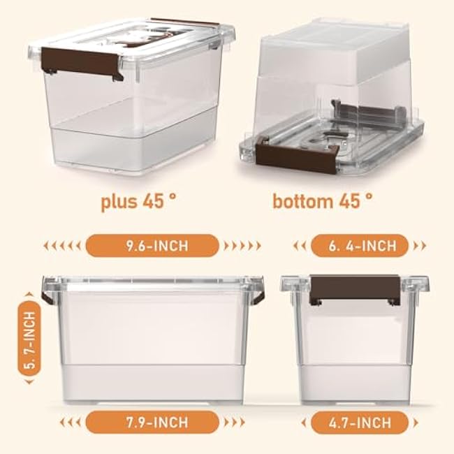 8 Pack Plastic Storage Latch Bins, 4 Quart Clear Plastic Handle Box with Lids and Handle, Multi-Purpose