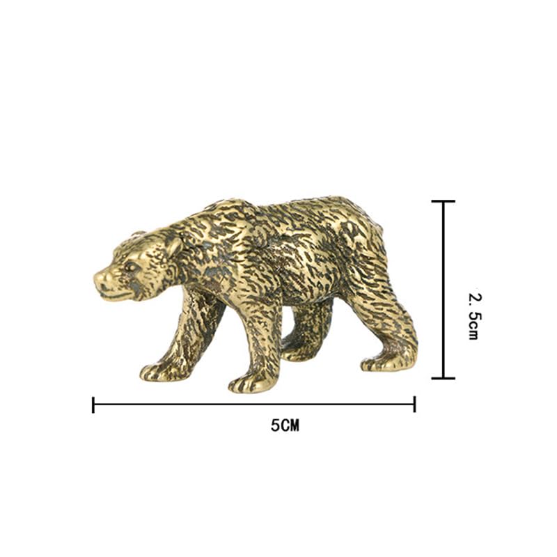 Estatua de oso de latón antiguo 2 piezas decoración animal miniatura 7