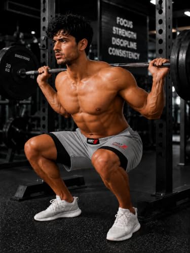 Image of Men's 2-in-1 Dual Layer Workout Shorts with Compression Liner, Phone Pocket, Quick-Dry Athletic Running Shorts for Gym, Training, Sports & Fitness
