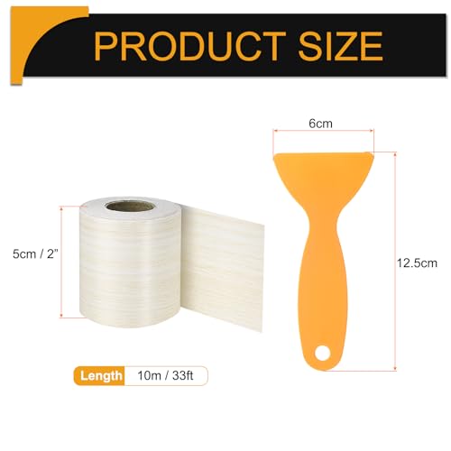Image of HARFINGTON Wood Grain Repair Tape 2 Inch x 33ft Self Adhesive Repair Patch Tape Simulated Wooden Floor Tapes with Plastic Scraper for Tables Doors Windows Furniture, White Poplar