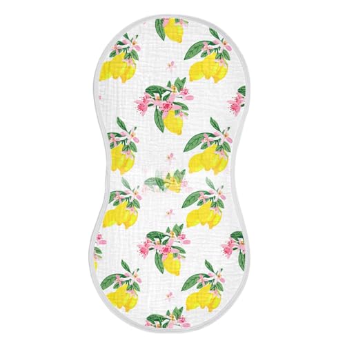 Muslin Baby Burp Cloths, Hand-Drawn Lemons Cotton Soft Burp Cloths for Newborns, Extra Absorbent Burp Cloths 2-Pack, 22 x 11 Inch2
