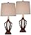 360 Lighting St. Claire 30 3/4" Tall Open Base Large Mid Century Modern End Table Lamps Set of 2 Wood Finish Fabric Shade Living Room Bedroom Bedside Nightstand House Office Home Reading Kitchen