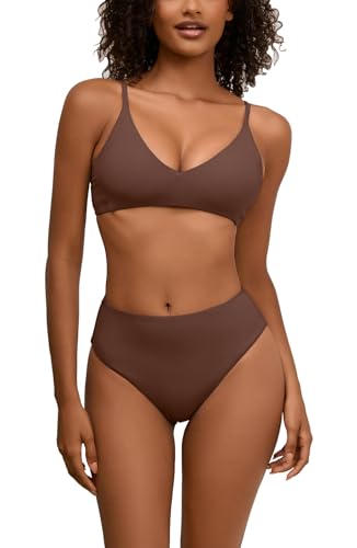 High Waisted Bikini Sets for Women Sexy V Neck Tummy Control Swimsuit Two Piece Adjustable Push Up Bathing Suit