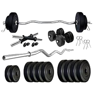 StarX PVC 12Kg Weight with 3Ft Curl Rod Home Gym, Black