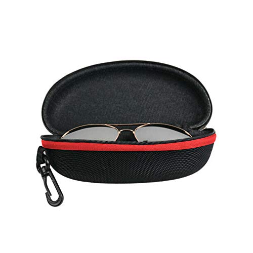 EKdirect 3 Stück Sonnenbrille Brillenetui Reißverschluss Hartschale mit Gürtelclip (Schwarz Rot Blau)