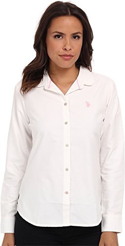 U.S. Polo Assn. Junior's Long Sleeve Dot Print Oxford Shirt