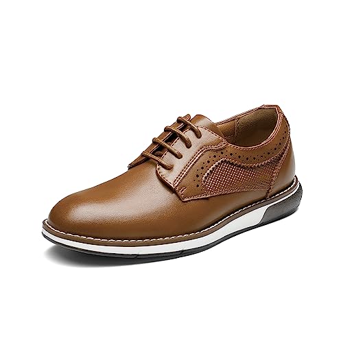 Bruno Marc Zapatos de Cordones Niños Zapatos de Vestir Oxfords Clásico Formales Derby para Chico con Suela AntideslizanteTPR,Size 33.5,Marrón,SBOX2352K