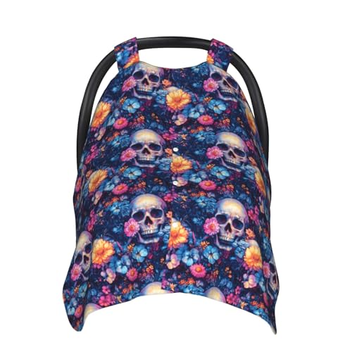 Housse de siège auto bébé et couverture d'allaitement à motif floral tête de mort