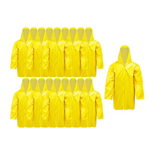 Kit 20 Capa de Chuva PVC Impermeável com Capuz (Amarelo, Único)