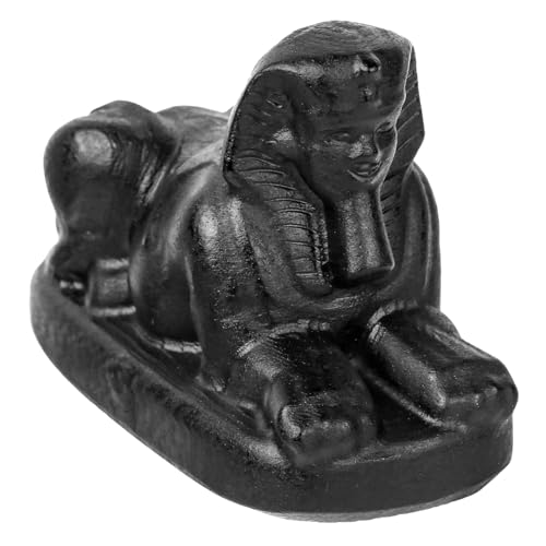 mookaitedecor Schwarze Obsidian Kristall Sphinx Figur Edelstein, Hand geschnitzt Tierfigur Stein Statue Skulptur Kristalle und Heilsteine für Büro Heimdekoration