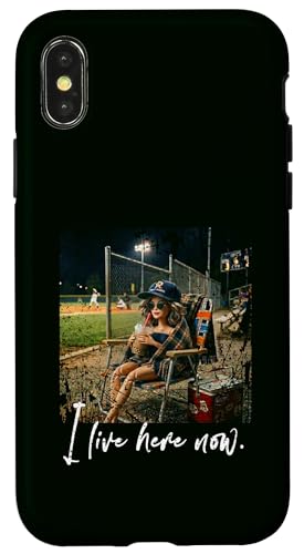 Distressed I Live Here Now Baseball GIRL �l�` �S�n�悢���[���A �X�}�z�P�[�X iPhone X/XS �p