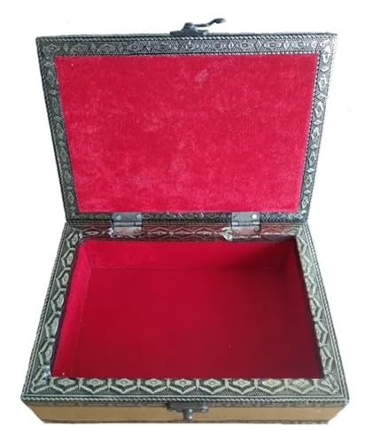 Boîte de rangement bijoux vintage beige motif relief argenté - 3