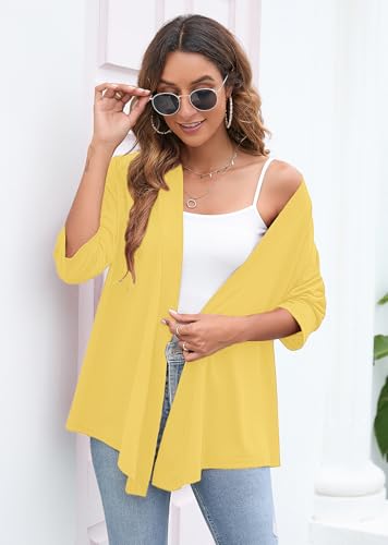 Image of Heymoments Women's Lightweight Open Front Cardigans 3 /4 Sleeve Casual Soft Drape Fall Cardigan S-2XL