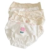 IUYASXM Cute Panties Underwear Tulip Lace Trim Bow Kawaii Soft Sweet Schoolgirl 5-Pack Women Briefs (US, Alpha, X-Large, Regular, Regular, Standard, Tulip)