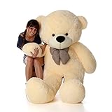 6 Foot Life-Size Teddy Bear Cream Vanilla Color Smiling Face Giant Stuffed Animal Cozy Cuddles