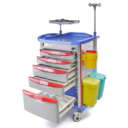 Metateel Medical Crash Cart with Emergency Accessory Cardiac Board