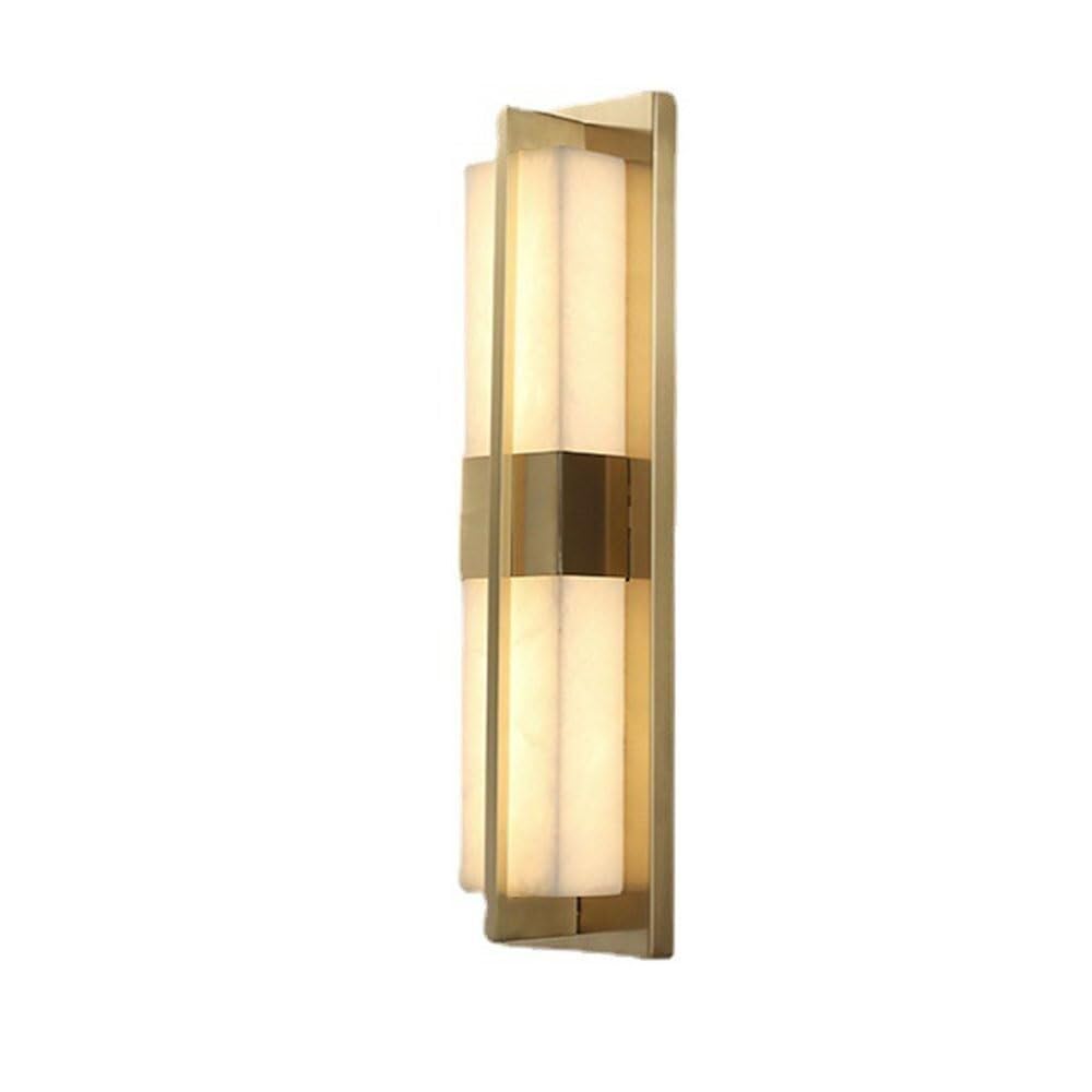 HPTHLY Creative Bedroom Marble Wall Lamp Fixture Minimalist Design Art Wall Lights Post Brass Wall Sconces For Living Room (Antique Brass)