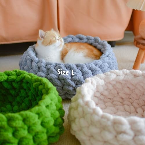 Cat Nest Bed – Premium Handwoven Washable Extra Soft Round Cave House for Indoor Kitten & Kitty, Small & Large (Cloud White,Medium) - Image 4