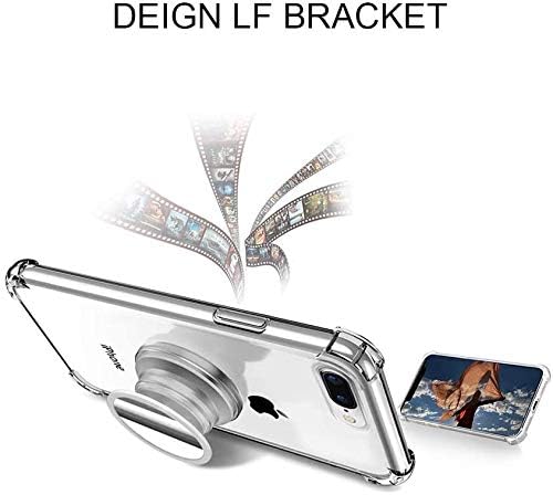 iPhone 7/8 Clear Case with Stand Premium Soft TPU Protective Shockproof Case with Kickstand Grip Iron Mirror Fit Car Mount iPhone 4.7 Inch for Women Men Girls Boys Students Best Gift (Clear)
