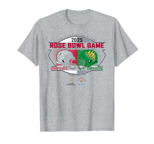 Ohio State vs Oregon Rose Bowl 2024-25 CFP Quarterfinal Gray T-Shirt