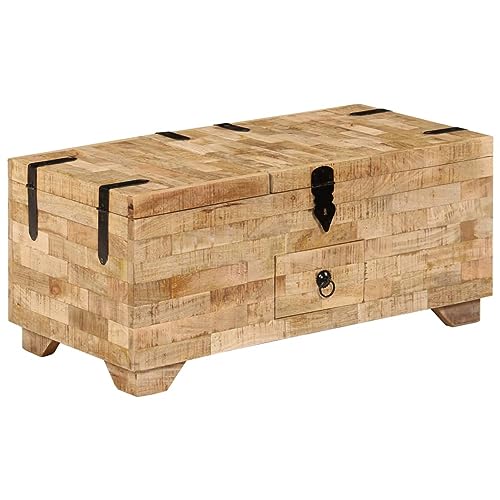 qohoio Mesa de Centro Mesa de Centro Salon Mesa Auxiliar Salon Mesa Salon Centro de Madera de Mango Maciza 80x40x35 cm