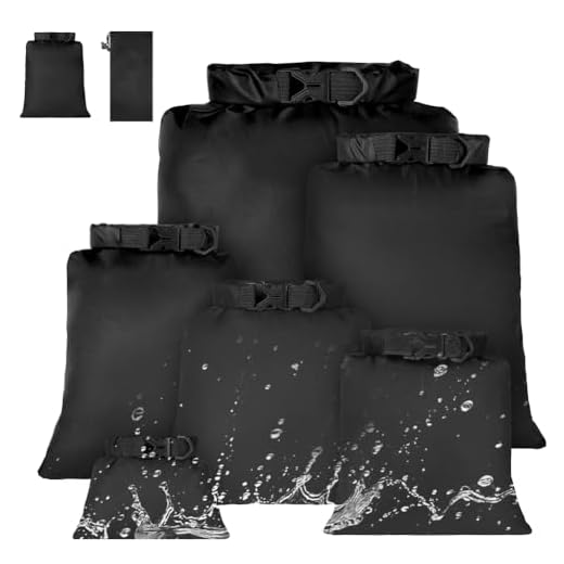 vsshe wasserdichte Tasche, 6 Stück wasserdichte Aufbewahrungsbeutel, 1,5/2,5/3/3,5/5/8L Packsack Wasserdicht Ultraleicht Dry Bag Trockentasche für Driften Schwimmen Schnorcheln Camping Kajak, Schwarz