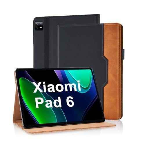 Vkooer Hülle für Xiaomi Pad 6/Xiaomi Pad 6 Pro 11 Zoll 2023 Premium PU Leder Geschäfts Schutzhülle Tasche Cover Case mit Multi-Winkel Standfunktion Ruhen/Wecken für Xiaomi Pad 6 Schwarz