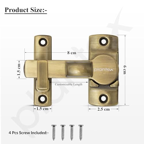 Image of Plantex Door Latch Lock /Door Latch for Bathroom /Bedroom /Balcony /Flip Latch Lock for Door /Chitkani /Baby Latch for Bathroom /Door Stopper - Pack of 2 (Brass Antique)