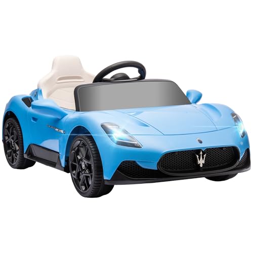 AIYAPLAY Coche Eléctrico para Niños de +3 Años con Licencia Maserati MC20 Carro Eléctrico Infantil con Batería 12V Mando a Distancia Faros Bocina Música MP3 y Pantalla Azul