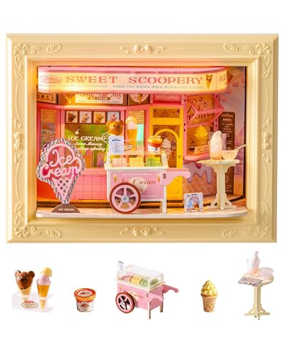 Rolife DIY �~�j�`���A �n�E�X�L�b�g �N���G�C�e�B�u�t���[�� 3D �ǎ��t���\ �h�[���n�E�X �~�j���[�� �r���f�B���O�Z�b�g �z���f�[ �z�[���f�R���[�V���� �N���t�g ��l�p (�X�C�[�g�X�N�[�y���[�A�C�X�N���[��)