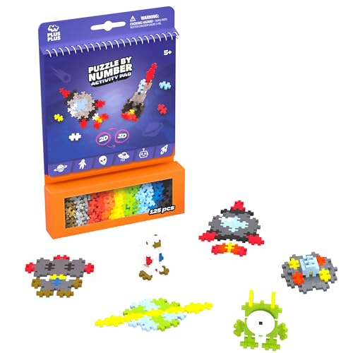 Plus-Plus 3989 Geniales Konstruktionsspielzeug, Activity Pad Weltall, Baustein-Set für 2D und 3D Figuren, Kreativ-Bausteine für Kinder ab 5 Jahren, 125 Teile