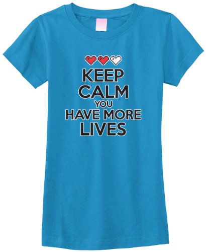 Threadrock Big Girls' Keep Calm You Have More Lives Fitted T-Shirt