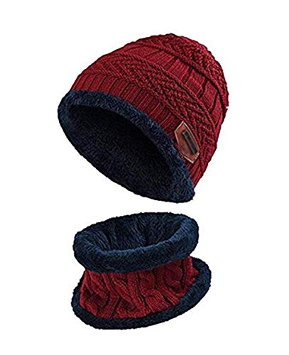 SWEDREAM Bonnets Femme Hiver Chapeaux Tricotés Cap et écharpe Chaud Beanie Caps Baggy Crochet Ski Tricot Bonnet Chapeau (Rouge)