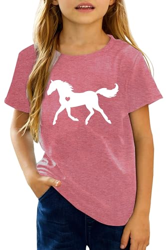 Image of Horse Shirts for Girls Love Horses Shirt Youth Horseback Riding Casual Animal Graphic Tees 8-15 Year Old