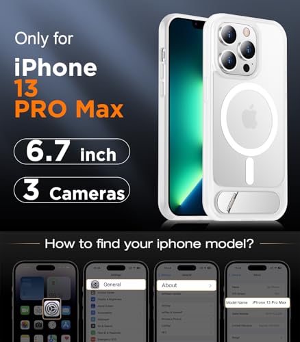 Image of Magnetic Compatible with iPhone 13 Pro Max Case, [Built-in Invisible Kickstand][Compatible with MagSafe][Military Grade Shockproof] Slim Translucent Matte Phone Case for iPhone 13 Pro Max 6.7 inch