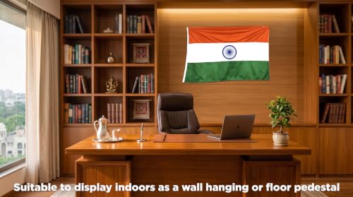 Image of The Flag Corporation Indian National All Weather Outdoor Flag of 3ft x 4.5ft in Knitted Polyester Hulk Knit
