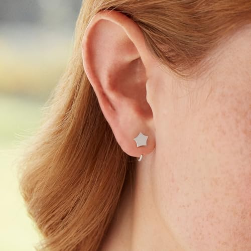 Image of CHIC & ARTSY 925 Sterling Silver Half Hoop Earrings for Women, Small Huggie Hoops Set with Ball Bar Star Moon Cross & Pearl, Lightweight Comfort Fit Everyday & Sleep Earrings