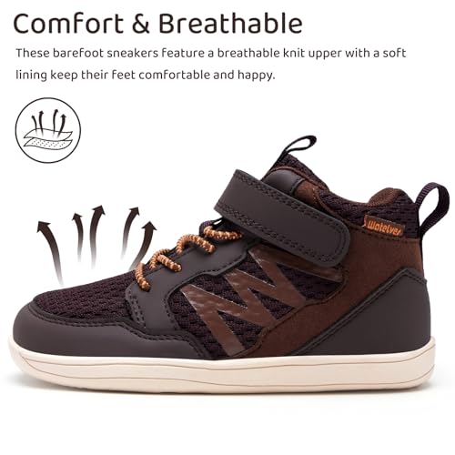 WateLves Toddler Little Kids Wide Barefoot Shoes Girls Boys Boots Breathable High Top Adjustable Strap Sneakers Lightweight Sport Athletic Zero Drop3
