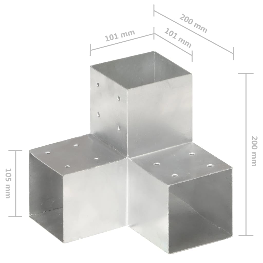 Łącznik słupków w kształcie litery Y, ocynkowany metal, do słupków 101 x 101 mm, 3 tulejki, wstępnie nawiercone łączniki drewniane do ogrodzenia, ogrodzenia ogrodowego, słupków, rygli