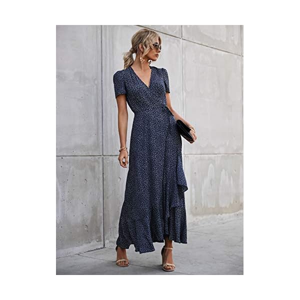 PRETTYGARDEN-Womens-Summer-Wrap-Maxi-Dress-Casual-Boho-Floral-V-Neck-Short-Sleeve-Ruffle-Hem-Split-Beach-Long-Dresses PRETTYGARDEN Women's Summer Wrap Maxi Dress Casual Boho Floral V Neck Short Sleeve Ruffle Hem Split Beach Long Dresses (Blue,Large)