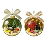 GLFLOW Weihnachten Nähen Schneekugel Ornament, Antike Nähmaschine Weihnachtsbaum Dekoration, Vintage Kunststoff Ornament für Näher