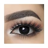  MYSA LENS® Lentilles De Contact De Couleur Fantaisie Crazy Lens Cosplay Halloween Yeux Noir Demon Black out Etui Offert 12 Mois sans correction