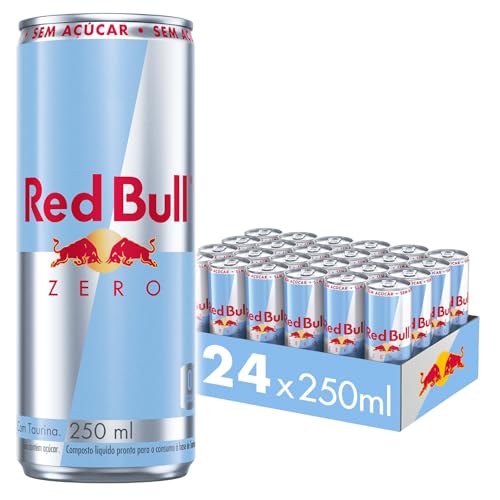 Pack de 24 Latas Red Bull Energético, Zero, Sem Açúcar, 250ml