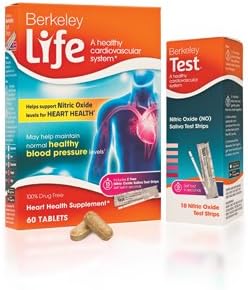 Nitric Oxide Blood Pressure Supplement & Nitric Oxide Test Strip Bundle by Berkeley Life - 60 Tablets & 10 Saliva Test Strips