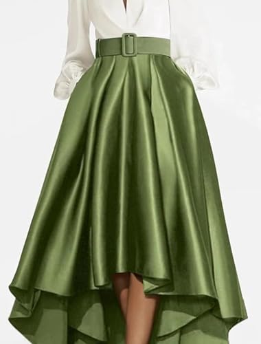 High Low Prom Dresses for Women Long Sleeve Elegant Evening Gowns Satin A Line V Neck Wedding Guest Dress4