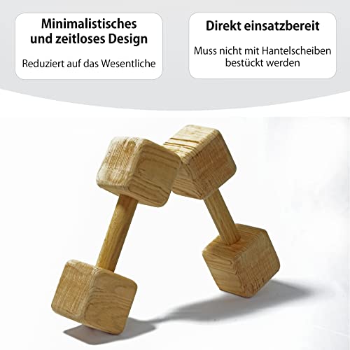 Foto von ECOLION Hanteln aus Holz Eiche (2er Set, 1kg) I Kurzhanteln, Gewichte, Liegestützgriffe, Dumbbells, Weights I Fitness, Training, Workout, Sport, Gymnastik, Yoga, Pilates, Spiel