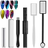 JERCLITY 6 Pieces Cat Eye Magnet for Nails Double-Head Nail Magnetic Stick Multi-Function Magnet Square Cat Eye Strong Magnet Plate Cylindrical Nail Magnet Tools for Cat Eye Gel Polish Nail Art