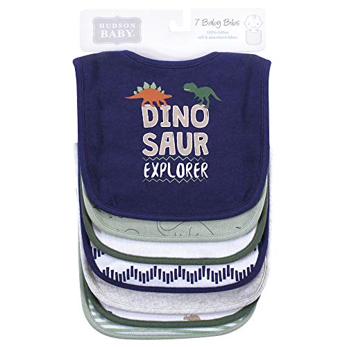 Image of Hudson Baby Unisex Baby Cotton Bibs, Dinosaur Explorer, One Size