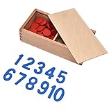 NOENNULL Montessori Math Teaching Aids Juego Educativo de Juguetes Numéricos Montessori para Enseñar a los Niños Números y Fichas, para Educación Preescolar Niños de 3 a 6 Años, Material de Haya