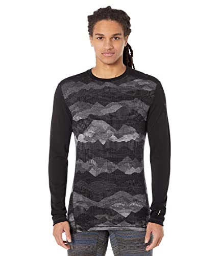 Smartwool Men's Classic Thermal Merino Base Layer Pattern Crew, Black Mountain Scape, Medium